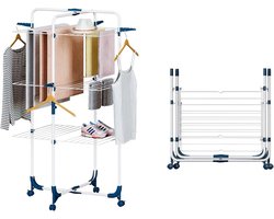 DailySupplies® Wasrek Inklapbaar op Wieltjes - Droogmolen - Droogtoren Staand - Wit