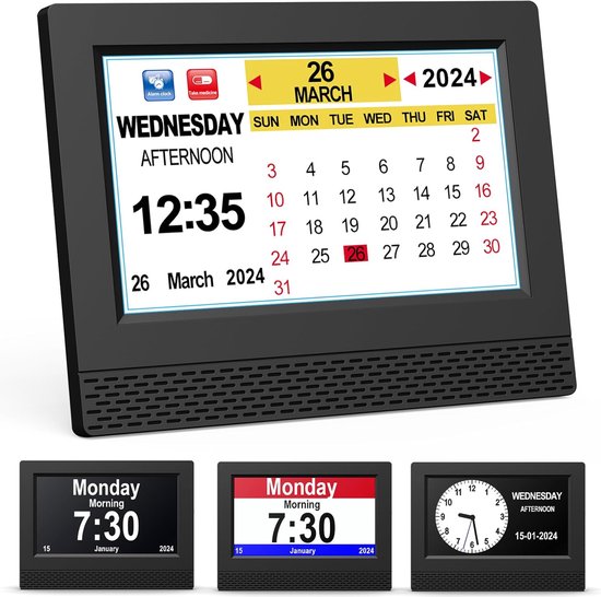 Extra grote digitale klok met datum en dag met 12 alarmopties Extra grote digitale klok met datum en dag met 12 alarmopties