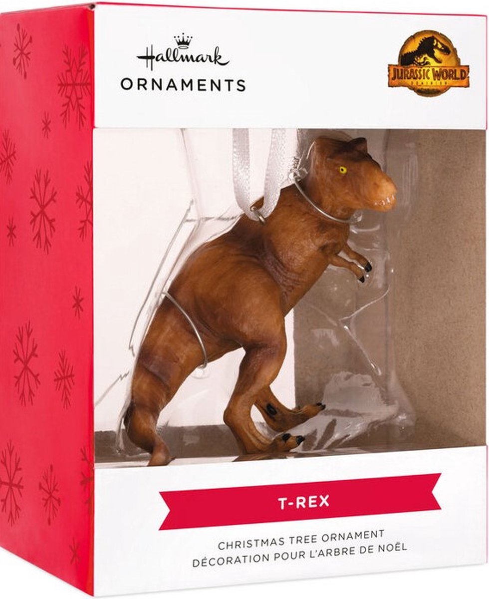 Hallmark Kerstornament t-rex in groen en rood, van Hallmark-merk.