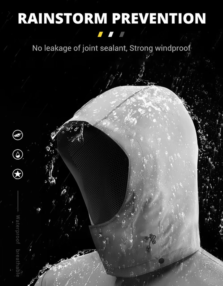 ILM Regenpak Heren Vrouwen 2-Delige Set Waterdichte Regenjas Regenbroek Reflecterend Verborgen Schoenovertrek voor Motorfiets Fiets Vissen Wandelen Camping Model RS03,Zwart,L