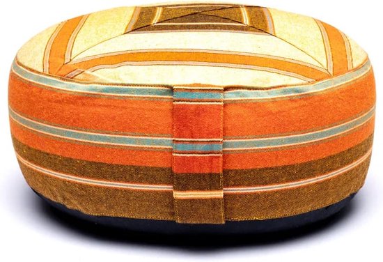 Meditatiekussen crème/oranje patroon multi - 33x17 - Boekweit - Katoen - Meerkleurig van Yogi & Yogini — afbeelding 3