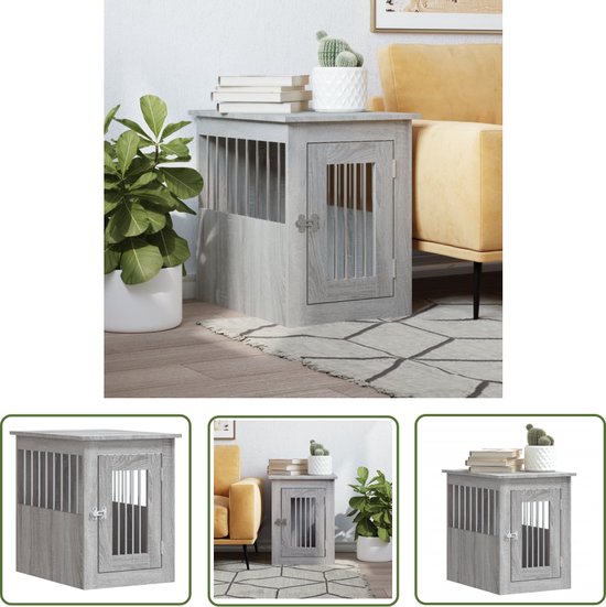 Meuble Cage Pour Chien – Chêne Fumé – 45x62x59 Cm – Neuf