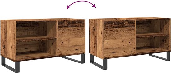 vidaXL - Meuble à disques - 84,5x38x48 - cm - décoré - bois - ancien - couleur bois