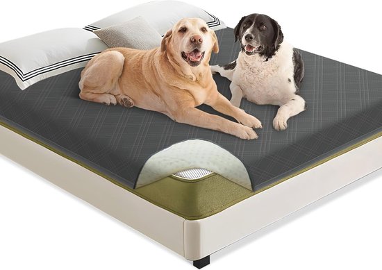 luciphia 100% waterdichte hondendeken met antislip punten, antislip hondendeken als bescherming voor bank, bed, auto, robuuste hondenmat, machinewasbaar, voor onderweg honden, lichtgrijs, 132 x 208 cm