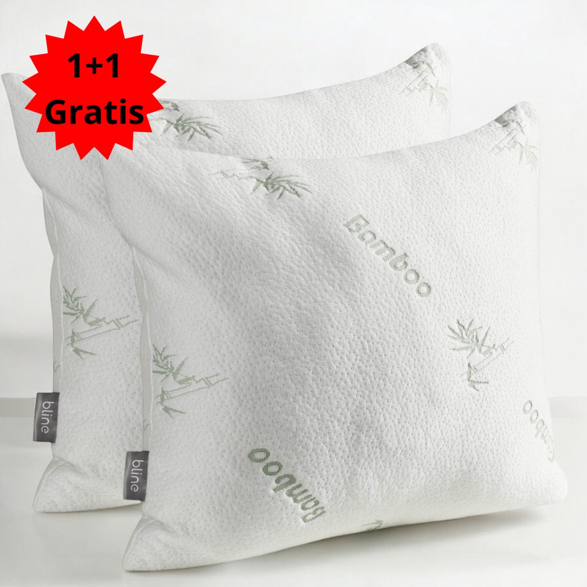 Bline Hoofdkussen 1+1 Gratis – Zacht Hoofdkussen met Bamboe Tijk – Ergonomisch & Ademend – Geschikt voor Zij-, Rug- & Buikslapers
