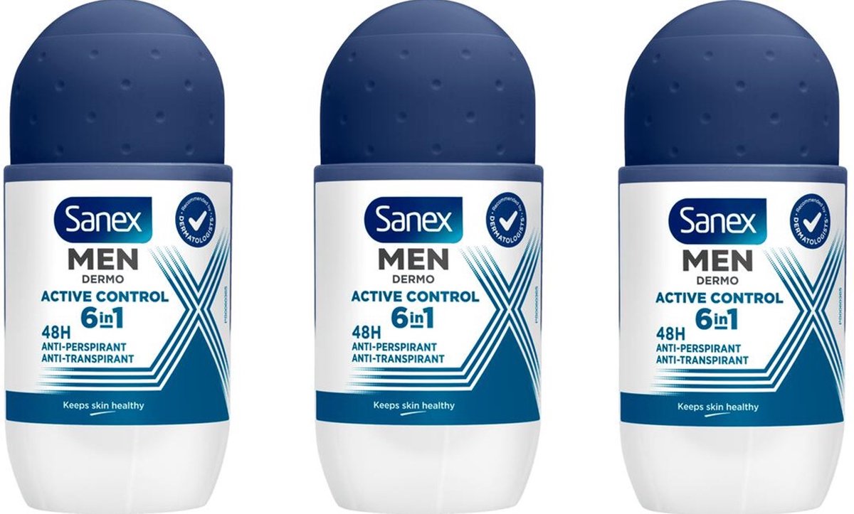 Goedkoopste Sanex Men Active Control Anti Transpirant Deodorant Roller 3 x 50 ml