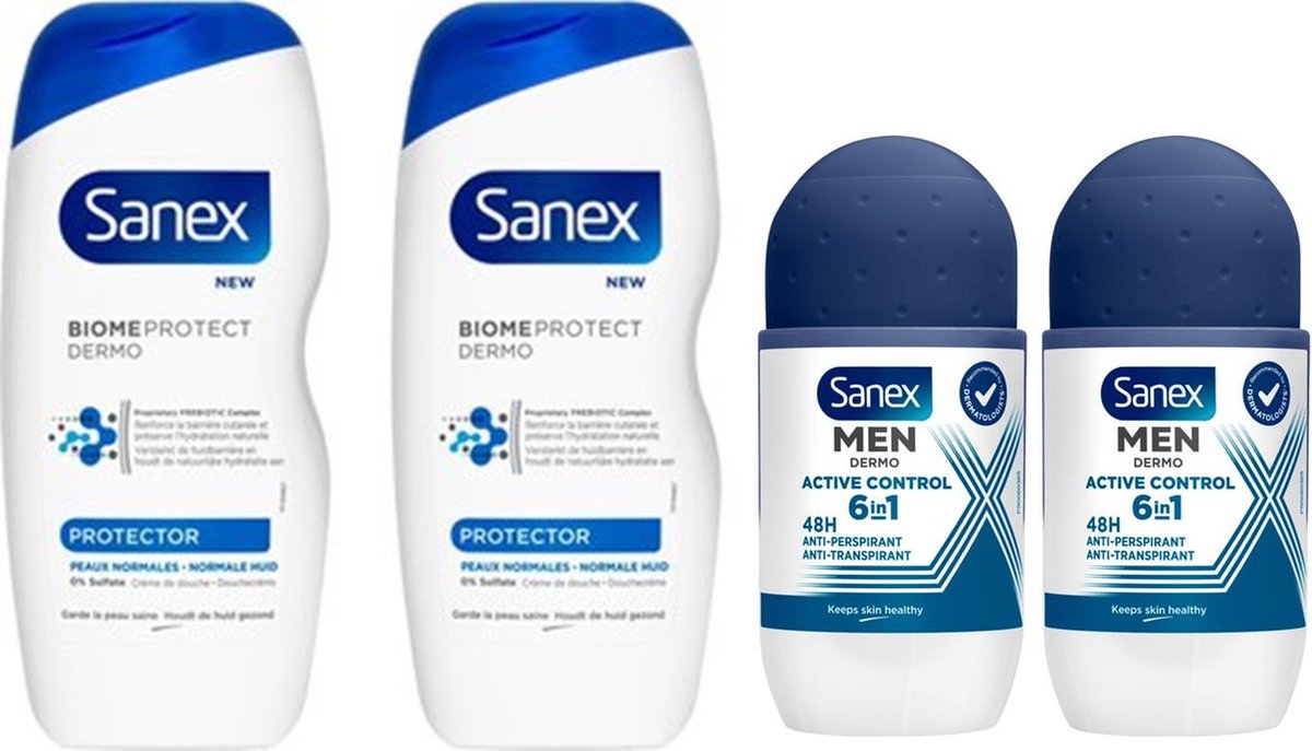 Goedkoopste Sanex Dermo Protector Men SET - Douchegel Deo Roller Active Control 2 2