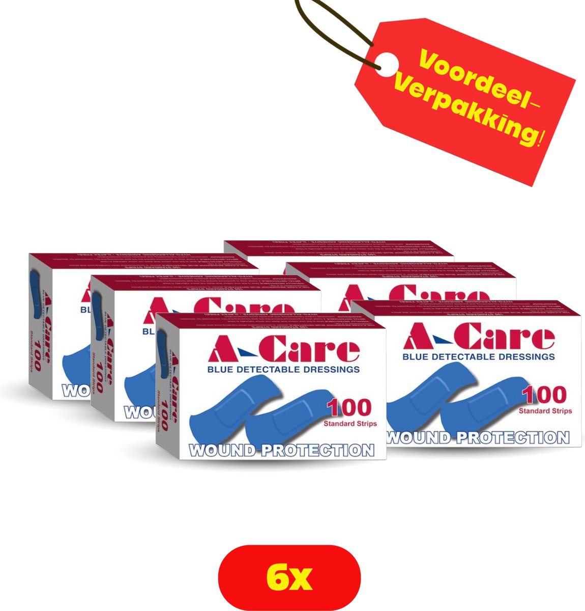 Goedkoopste 6X Blauwe pleisters 6x 100 stuks - Voordeelvanger!!