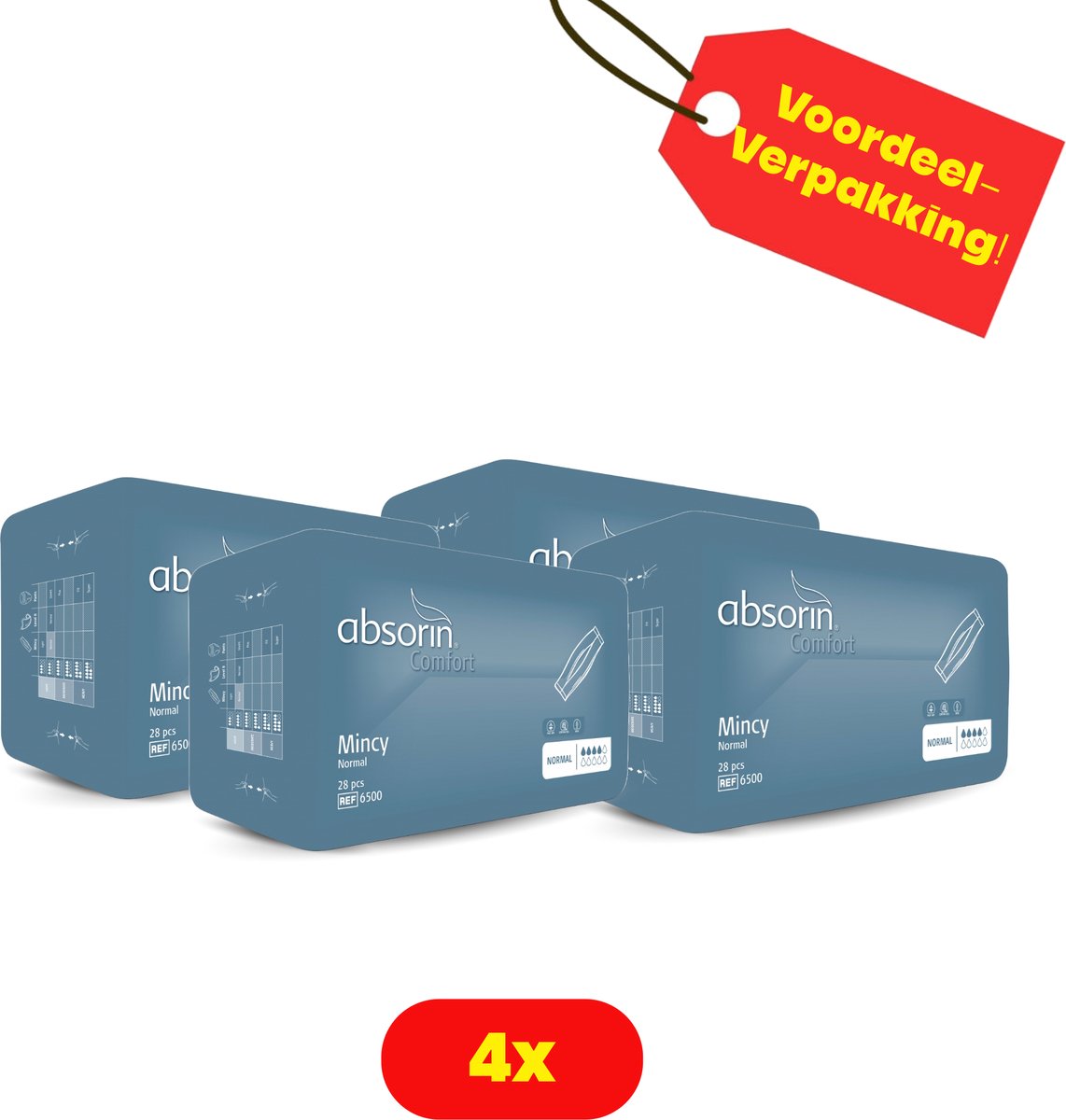 Goedkoopste 4X Absorin Mincy Normal inlegverband (man) - 4 X 28 stuks Voordeelverpakking!