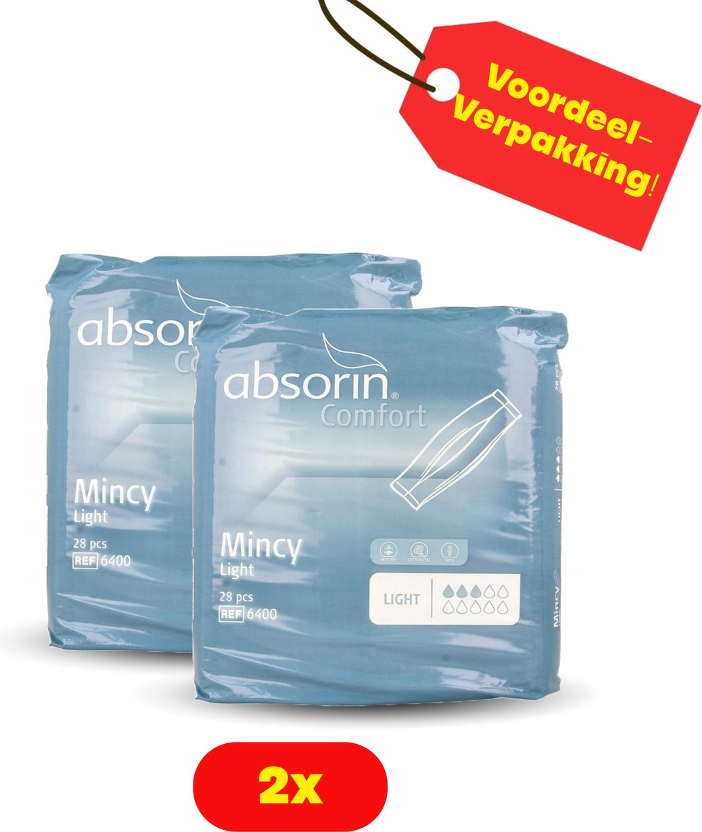 Goedkoopste 2X Absorin Mincy Light inlegverband - 2 x 28 stuks- Voordeelverpakking!!