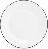 BonBistro Plat bord 24cm black rim Basic White (Set van 6)