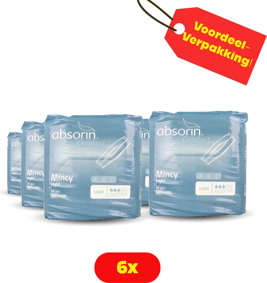 Goedkoopste 6X Absorin Mincy Light inlegverband - 6x 28 stuks- Voordeelverpakking!!
