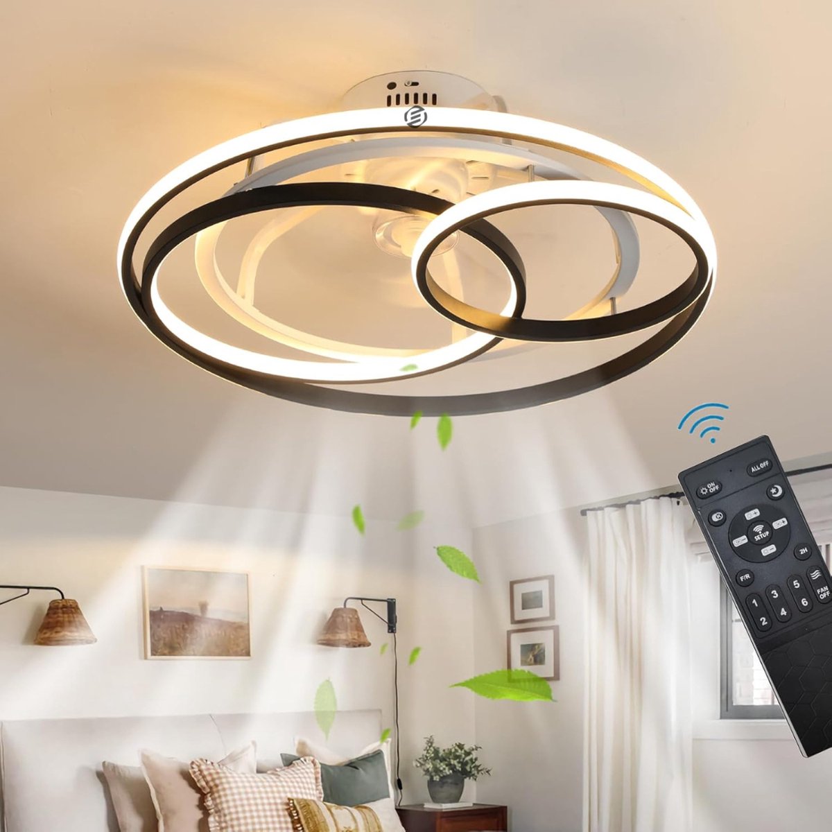 Equivera Plafonniere met Ventilator - Plafondventilator - Plafondventilator Afstandsbediening - Plafondventilator Slaapkamer - Plafond Ventilator met Verlichting - Plafondlamp - Plafonniere - Ideaal voor in uw slaapkamer!