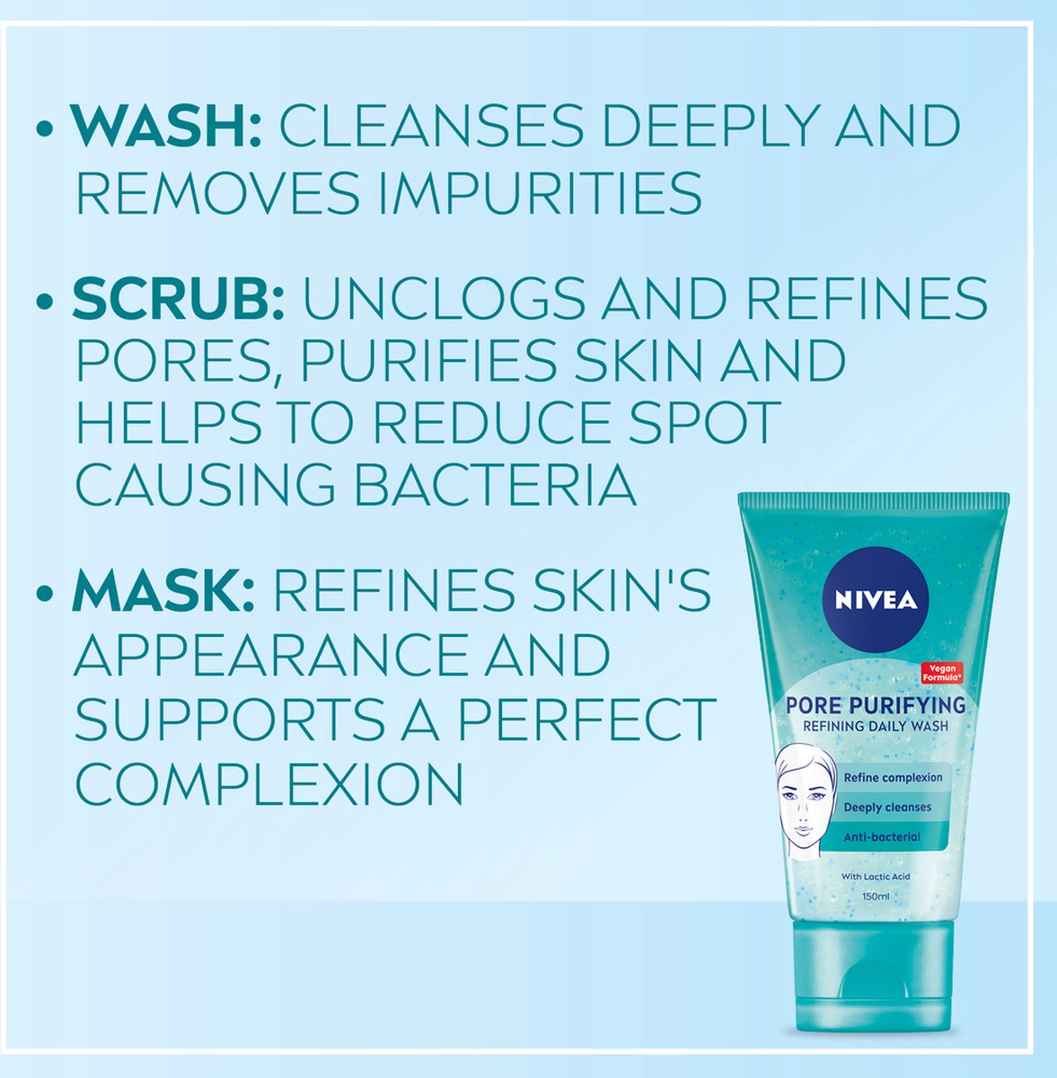 NIVEA Essentials Dagelijkse Reinigingsscrub - Reinigingsscrub - Gezichtsreiniger - Voor de onzuivere huid - Melkzuur - Magnolia extract - 3x150 ml thumbnail 3