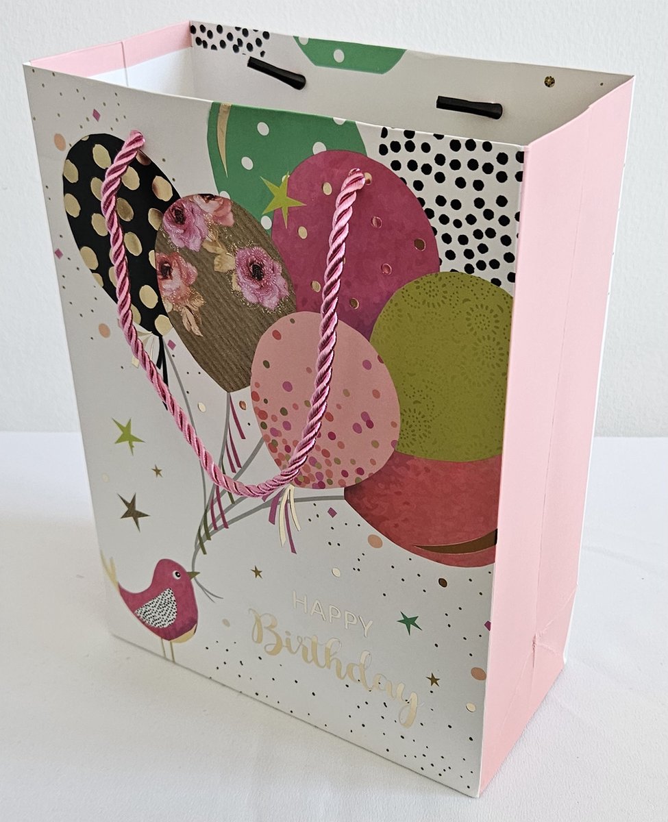 SUNMOOL Papiertas - Cadeautasjes - Happy Birthday - Papieren tassen - Draagtassen - Papieren Draagtassen - Gift Bag - 31 x 40 x 12 cm - 12 Stuks