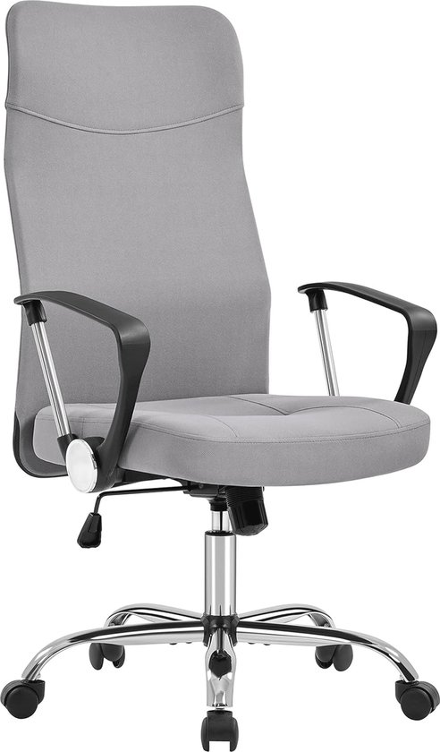 Chaise de bureau ergonomique avec dossier haut et soutien lombaire – Chaise pivotante réglable pour le bureau et le travail à domicile
