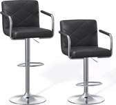 Bol.com Bealife TB10 Barkruk Barkrukken Set van 2 in hoogte verstelbaar 360 graden draaibaar kunstleer met rugleuning en voetens... aanbieding