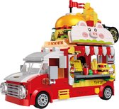 Zhe Gao 663006 Pork Hamburgertruck | City & Friends Adventure | Retro food truck | Classic Creator STEM speelgoed bouwpakket | niet compatibel met lego mega bloks | Kermis & Pretpark Auto Foodtruck modelbouw kinderen & volwassenen | 566 bouwstenen