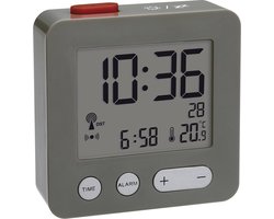 TFA Dostmann 60.2545.01 - Wekker - Radiogestuurde tijdsaanduiding - Datumaanduiding - Alarm - Snooze - Binnentemperatuur - Achtergrondverlichting - Zwart