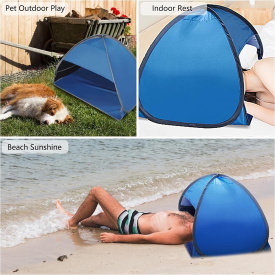 Pop-Up Tent - Baby Speeltent - Windscherm - Draagbaar - Mini Hoofdtent - Hond Kat Camping Tent - Snel Op Te Zetten - Waterdicht - Lichtgewicht - Voor Anti-Uv Winddicht Gezicht Hoofdschaduwbescherming Tent - 80x50x55 Cm - Blauw - 1 Stuk van POP — afbeelding 3