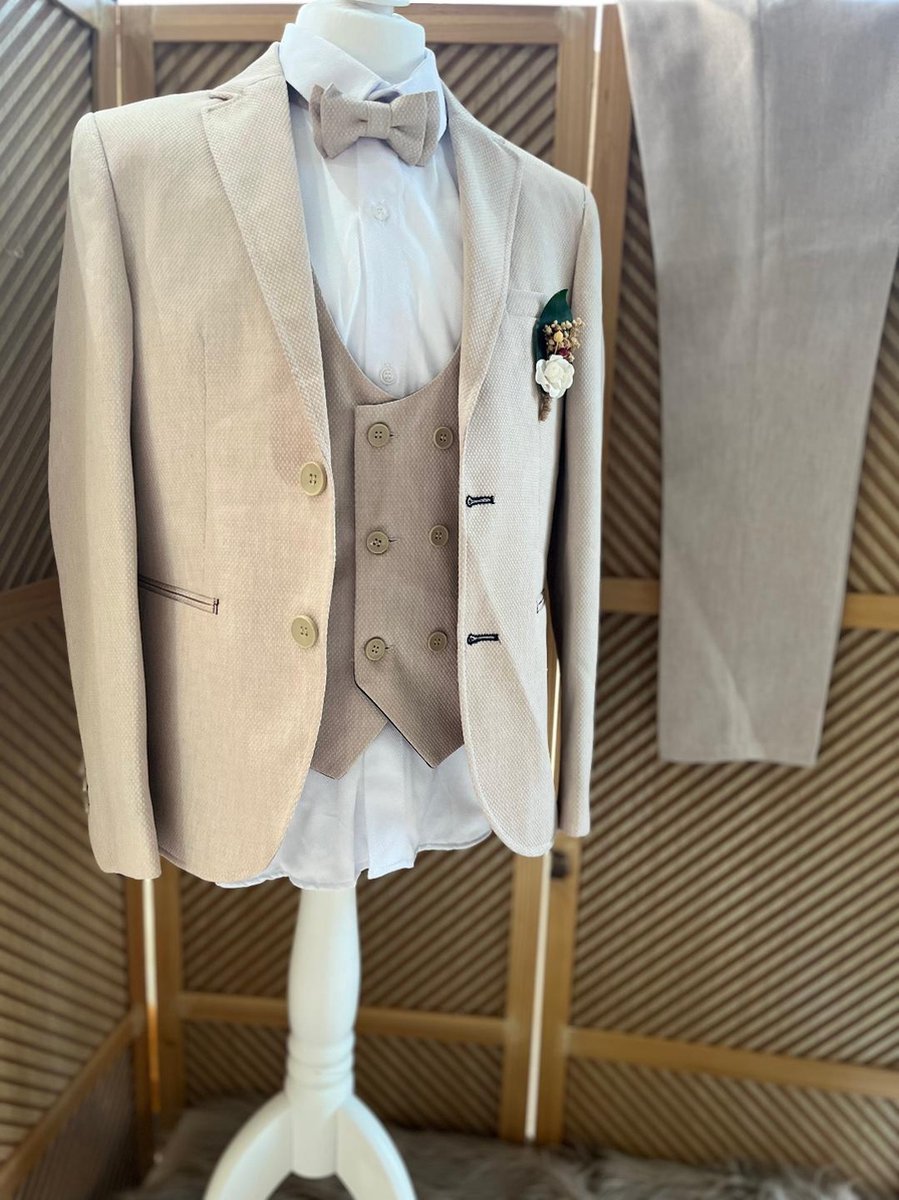 Tuxedo 3-delig pak voor kinderen, klassiek, slim fit, bruiloft, feestjurk, Zwart, 5 Jaren