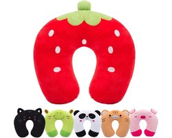 Ultra Soft Neck Pillow Headrest - Cute Neck Pillow Washable Neck Support Pillow - Travel Sleeping Pillow for Car Airplane - Strawberries .