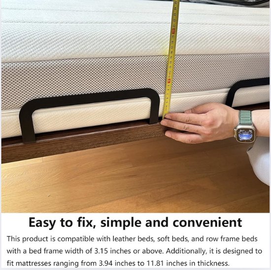 Mattress Holder, Anti-Slip Stopper, Metaal Matrasbeugel voor Verstelbare Bedden, Houdt Matras Topper op Zijn Plek, Set van 2 — afbeelding 5