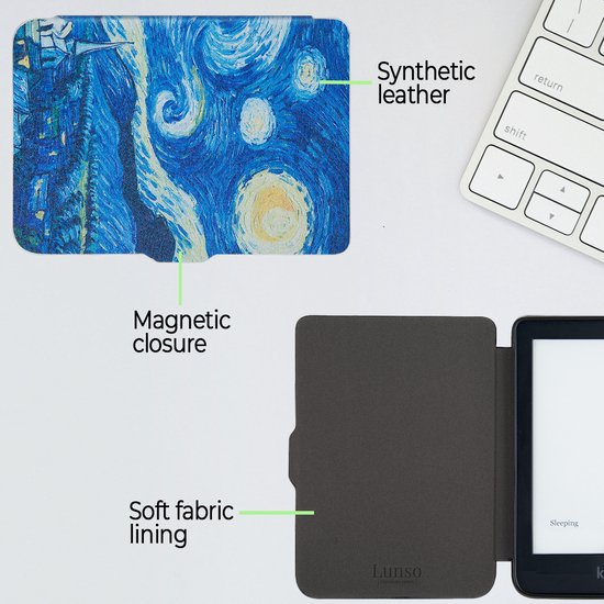 Lunso Geschikt voor Kobo Clara HD hoes (6 inch) - sleepcover - Van Gogh Sterrennacht van Merkloos — afbeelding 5