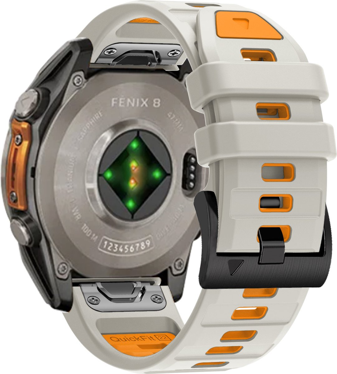 Stravo Siliconen bandje in Fenix 8 Stijl voor Garmin Fenix 5 (Plus)/Fenix 6 (Pro)/Fenix 7 (Pro-Sapphire-Solar)/Fenix 8-47mm/Fenix E-Garmin Epix (Pro) Gen 2-47mm - Quickfit 22 / 22mm band voor Garmin smartwatches - Horlogebandje - Woestijn Oranje thumbnail 2