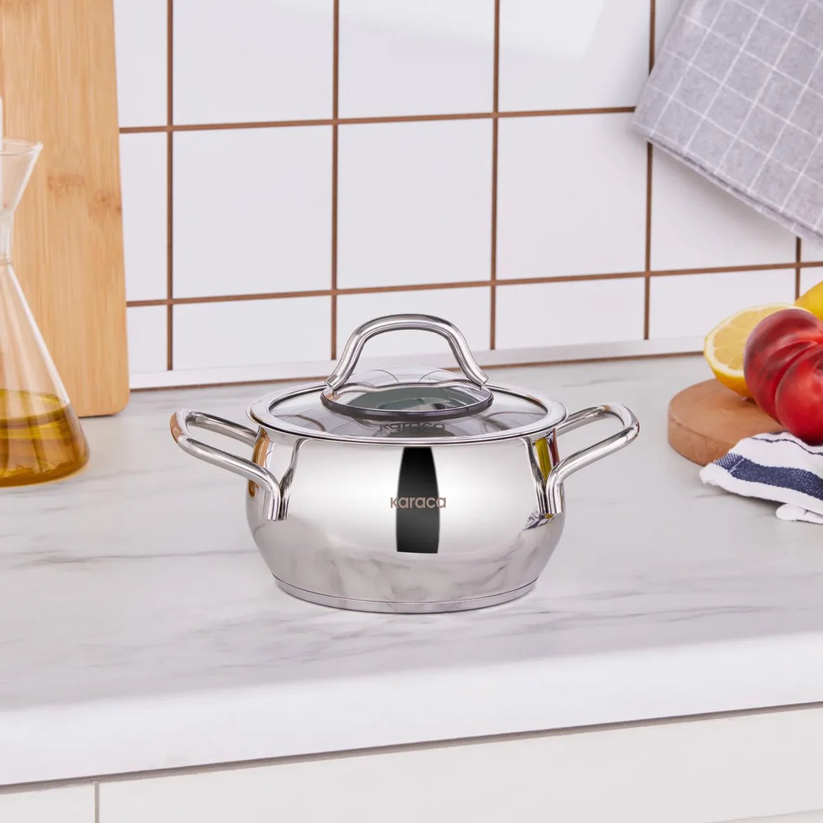 Karaca Emirgan - Roestvrijstalen Kookpan met Deksel - 14cm - Zilver