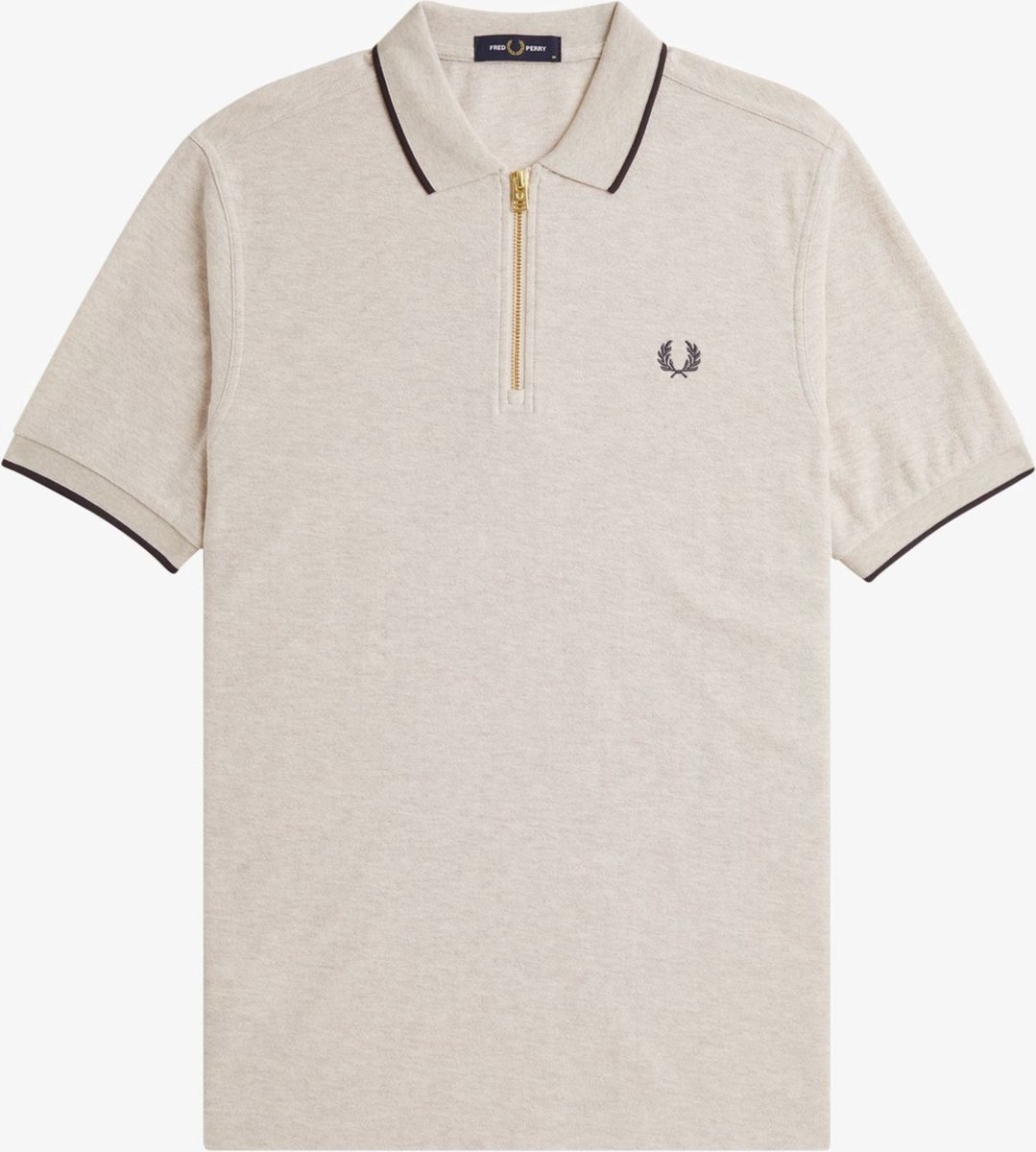 Fred Perry Crepe Pique Zip Neck Polo Shirt Geel