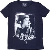 Tupac - T-shirt Femme Spray Photo - M - Bleu Foncé