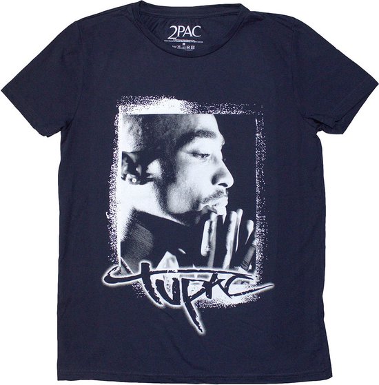 Tupac - Spray Photo Dames T-shirt - M - Donkerblauw