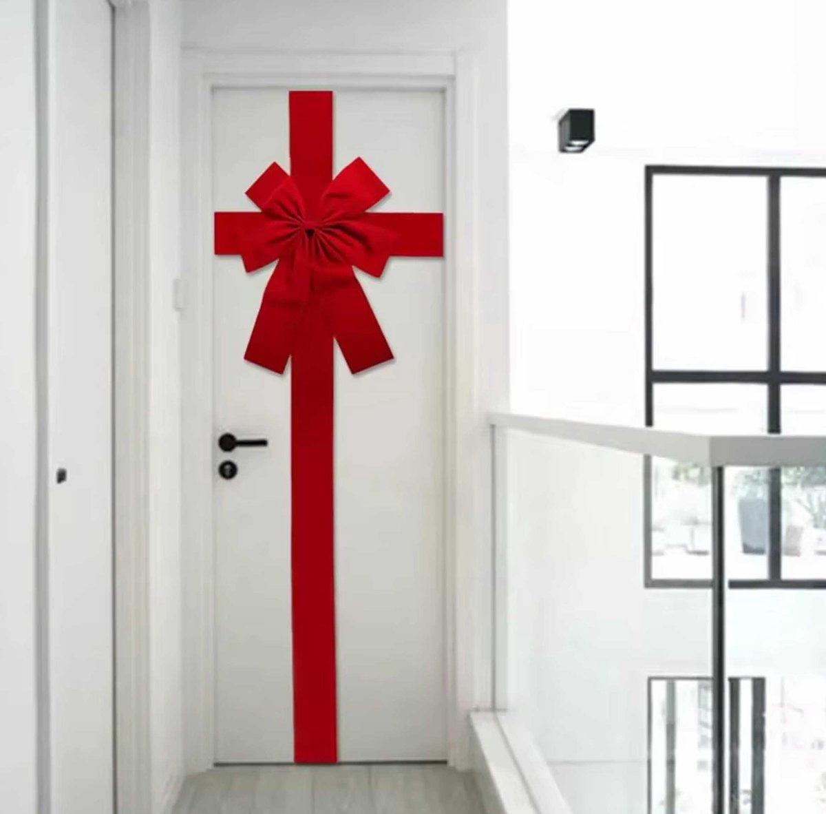 Fotokaart kerst met grote gouden strik