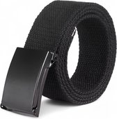 LOUD AND CLEAR® - Riem - Broekriem - Koppelriem - Canvas - Metaal - Zonder Gaatjes - Heren - Dames - Zwart - 120cm