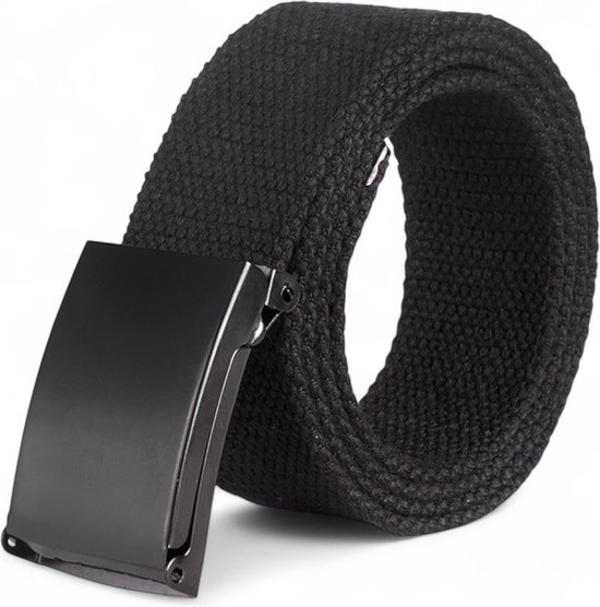 LOUD AND CLEAR® - Riem - Broekriem - Koppelriem - Canvas - Metaal - Zonder Gaatjes - Heren - Dames - Zwart - 120cm