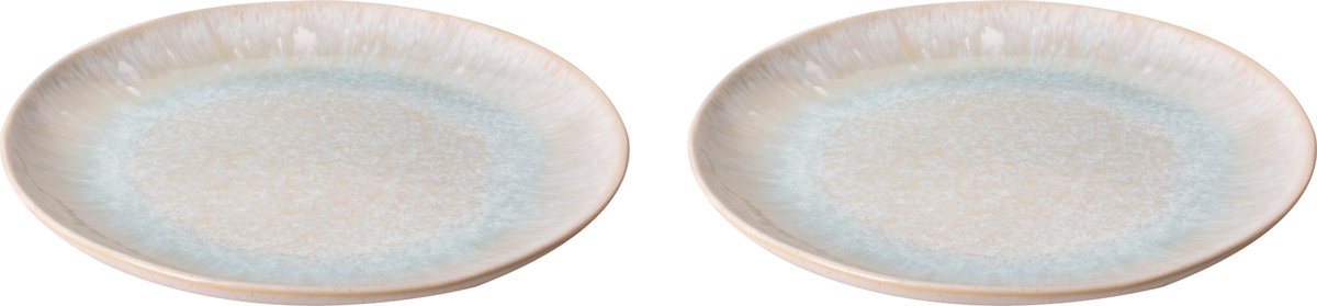 Palmer - Light Blue Sea - Bord - 2 stuks - ø 22,5 cm - Wit/Lichtblauw - Stoneware - Bordenset