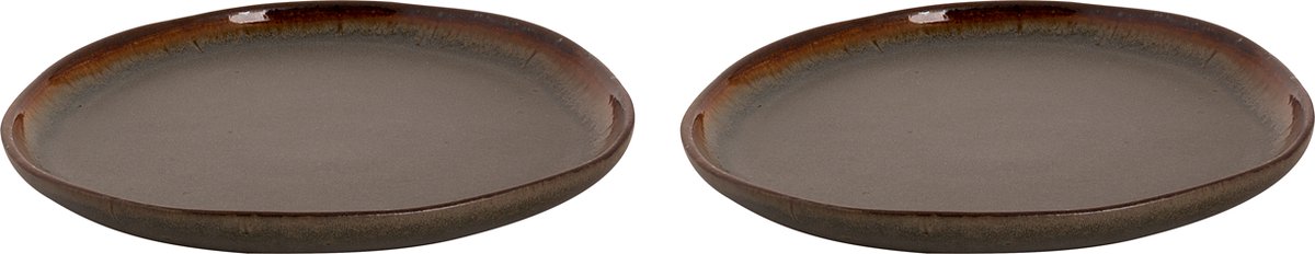 Palmer - David Mucky - Bord - 2 stuks - ø 22 cm - Bruin - Stoneware - Bordenset