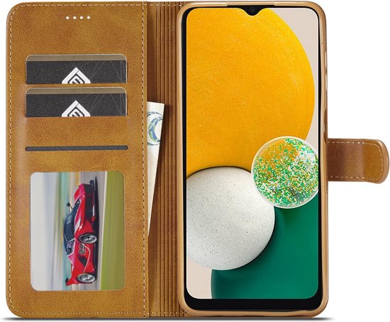 LC.IMEEKE Hoesje - Geschikt voor Samsung Galaxy A15 Hoesje - LC.IMEEKE Luxe Book Case - Bruin