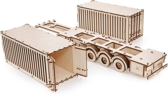Eco Wood Puzzle 3D en bois Truck « Road King» avec Modélisme de conteneur-semi-remorque