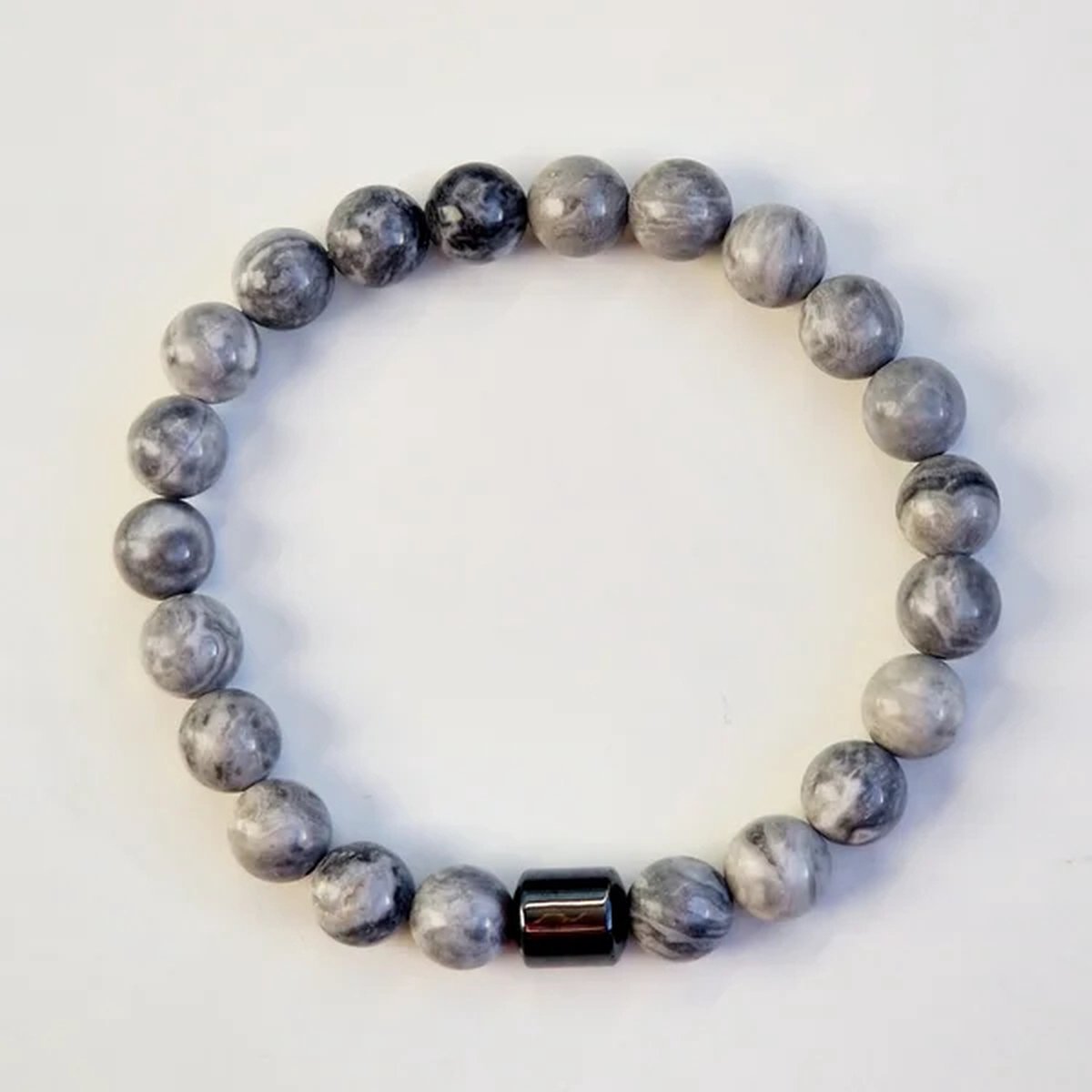 Heren armband - Edelstenen - Kralenarmband - Mapstone - Hematiet - Grijs - 8mm