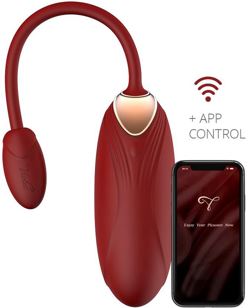 Goedkoopste Viotec - Oliver Pro - Vibrator - Draagbare Vibrator met App Bediening - Goud en Wijnrood - Om Te Dragen in je Slip