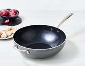 ISENVI Victoria Forged keramische wokpan 32CM - RVS greep - Antraciet - Keramisch - 100% PFAS, PTFE en PFOA vrij - 100% duurzaam - Unieke Antiaanbaklaag - Non-stick bodem - Geschikt voor alle warmtebronnen inclusief inductie