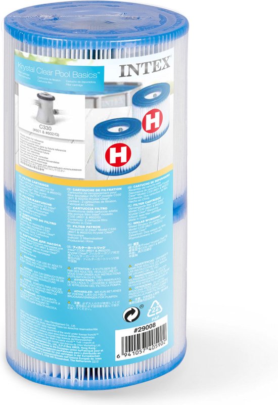 Intex Zwembad Filtercartridge Type H - 29007 -  2 stuks