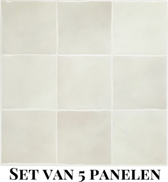 Panneaux muraux Wallways - Carreaux adhésifs - Set de 5 carrelages - Autocollant carrelage - carrelages autocollants - 30 x 30 cm - Imperméable - Résistant aux rayures - Résistant à la chaleur - Couche adhésive 3M - 2MM d'épaisseur - Champange Rio