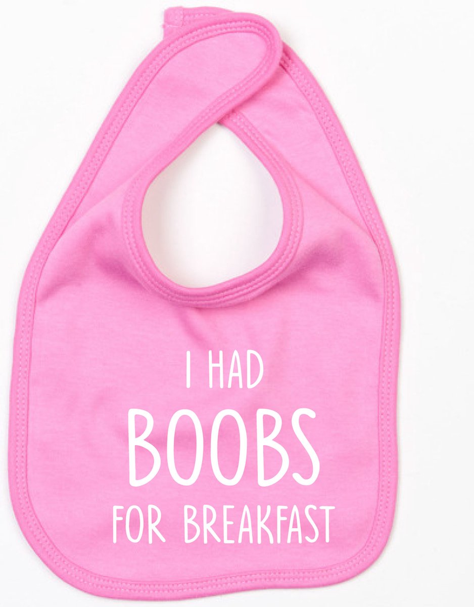 Goedkoopste Slabbetje Boobs for breakfast-Donker Roze-One Size