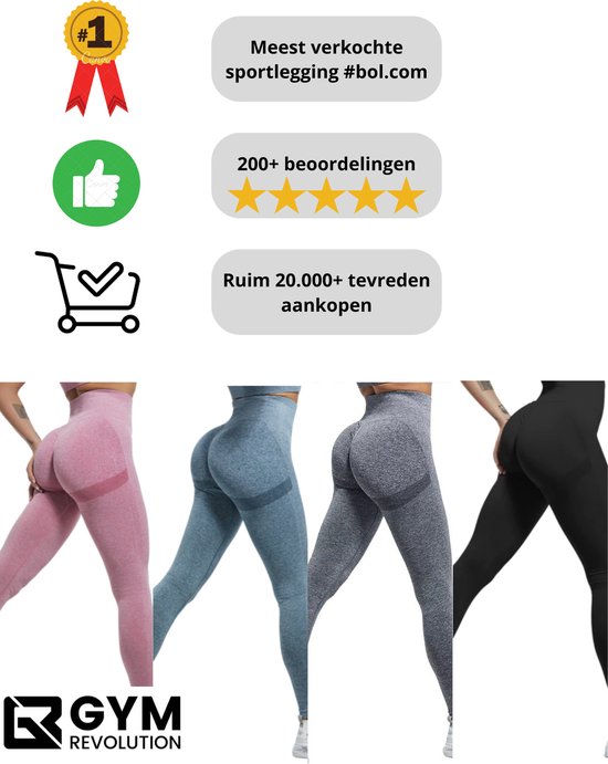 Gym Revolution - Sportlegging dames - Sportkleding dames - Sportbroek dames - Sportlegging - Push up - Shape legging - Sportlegging dames high waist - Hardloopbroek dames - yoga legging dames - Licht blauw Maat M