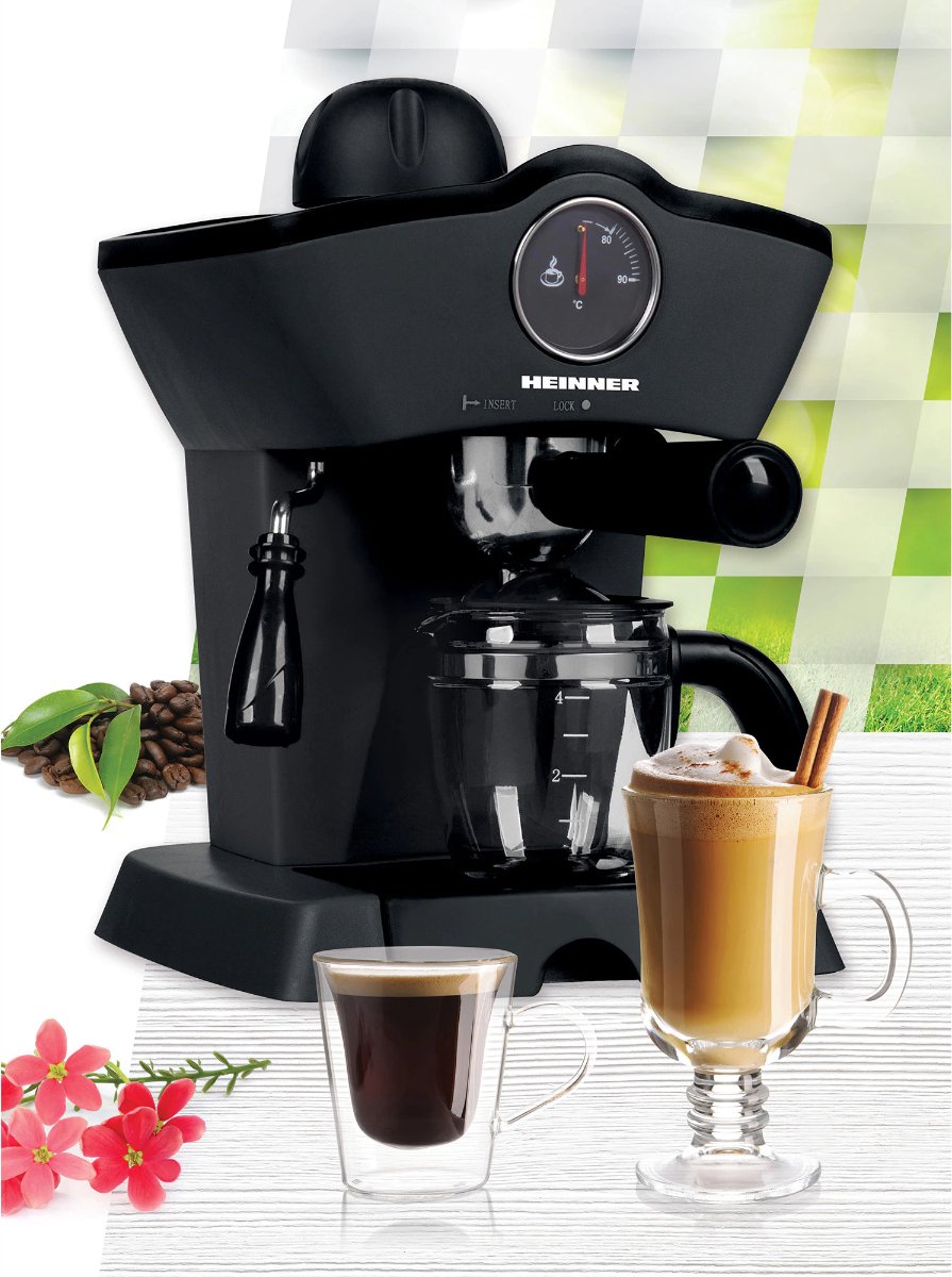 Heinner Espressomachine met RVS Filter 800W Zwart - afbeelding 2