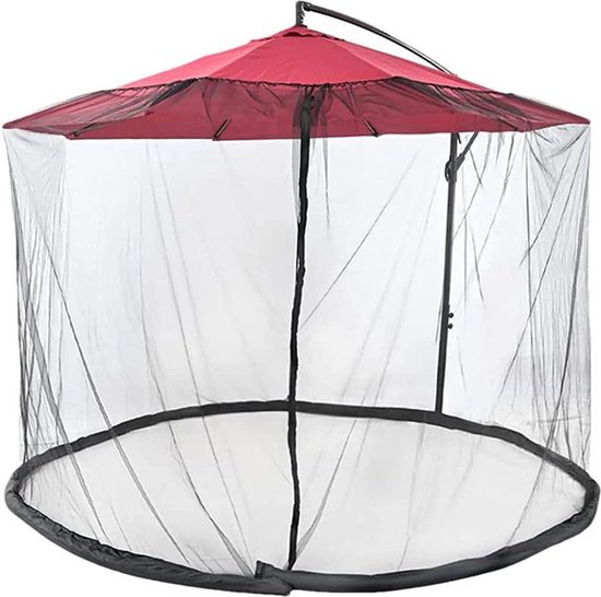 Patio Paraplu Klamboe met Rits Deur Zwart Outdoor Parasol