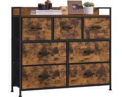 O'DADDY® Opbergkast - Dressoir - Ladekast - Industrieel - 7 Laden - Ladenkast - Kast - 28,5 x 98 x 85 cm - Vintage Bruin/Zwart